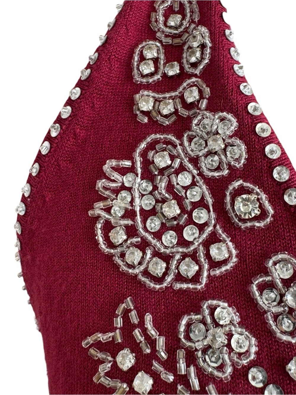 Rare Y2k Smart Set Wine Red Beaded V-Neck Tank - Picture 5 of 10
